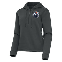 NHL Edmonton Oilers Antigua Women's Contemporary Quarter-Zip Hoodie - Pewter