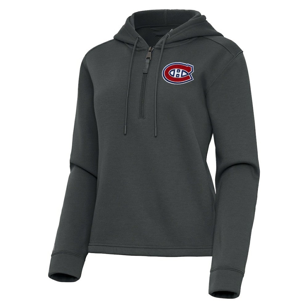 NHL Montreal Canadiens Antigua Women's Contemporary Quarter-Zip Hoodie - Pewter
