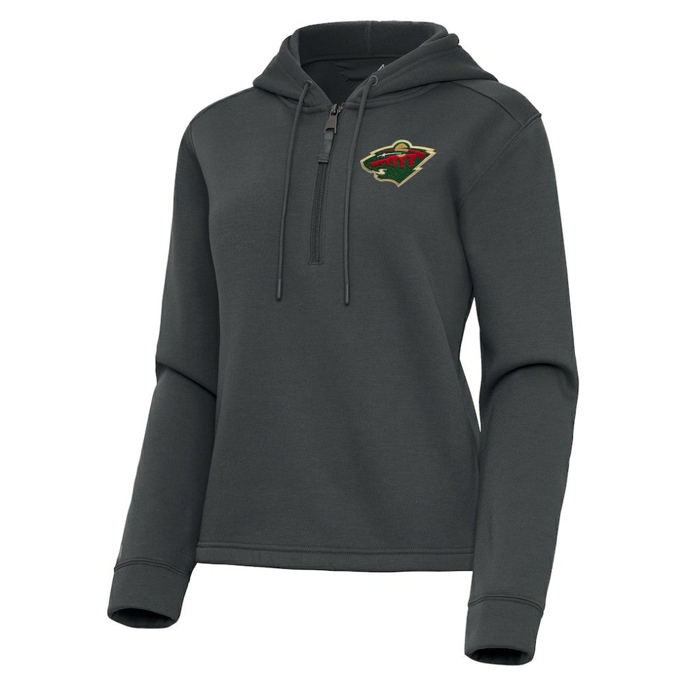 NHL Minnesota Wild Antigua Women's Contemporary Quarter-Zip Hoodie - Pewter