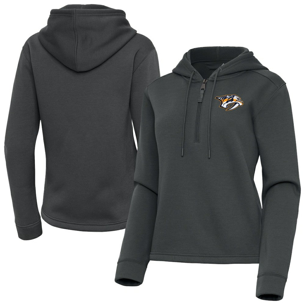 NHL Nashville Predators Antigua Women's Contemporary Quarter-Zip Hoodie - Pewter