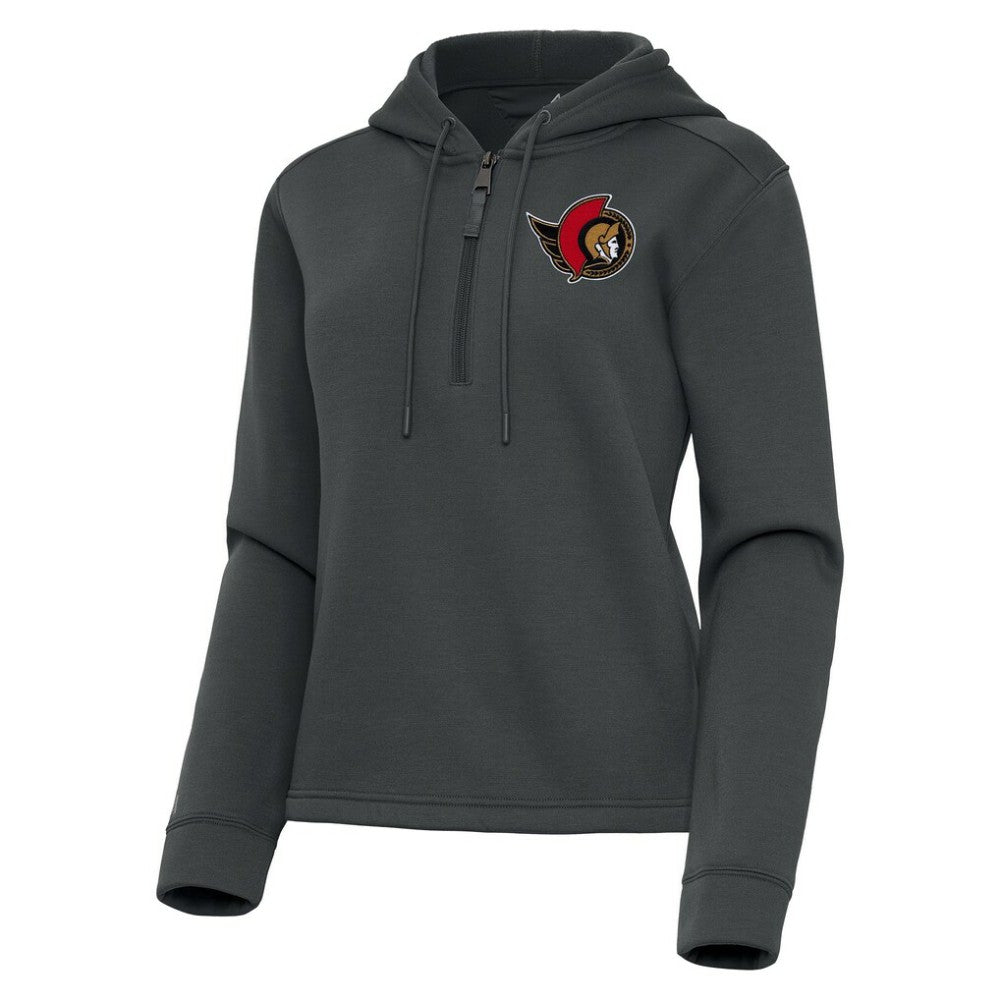 NHL Ottawa Senators Antigua Women's Contemporary Quarter-Zip Hoodie - Pewter