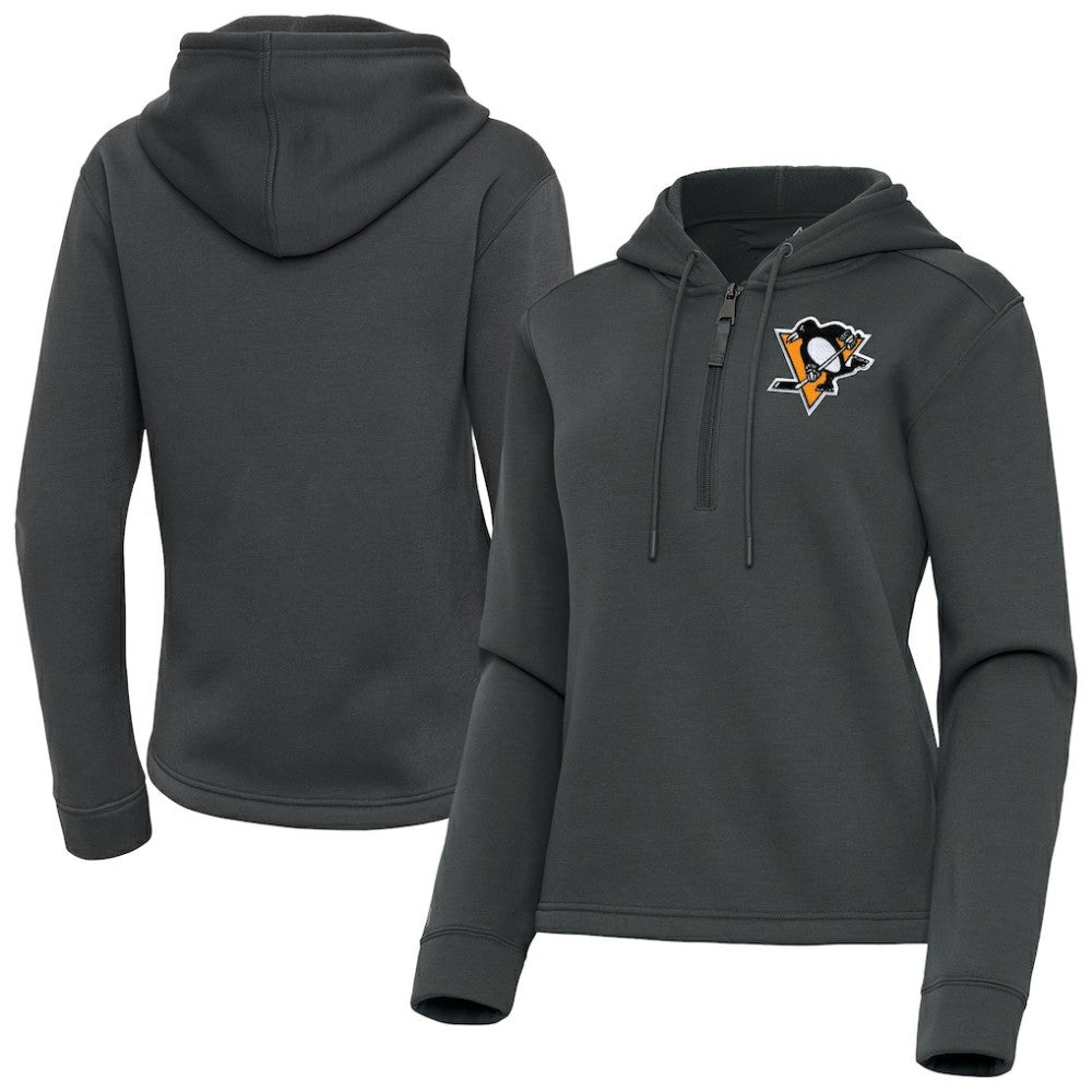 NHL Pittsburgh Penguins Antigua Women's Contemporary Quarter-Zip Hoodie - Pewter