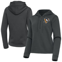 NHL Pittsburgh Penguins Antigua Women's Contemporary Quarter-Zip Hoodie - Pewter