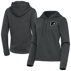 NHL Philadelphia Flyers Antigua Women's Contemporary Quarter-Zip Hoodie - Pewter