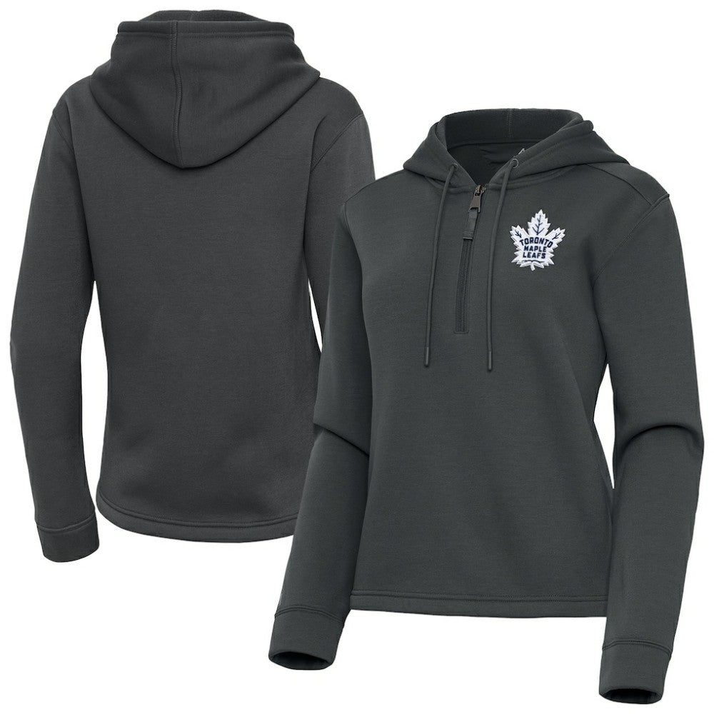 NHL Toronto Maple Leafs Antigua Women's Contemporary Quarter-Zip Hoodie - Pewter