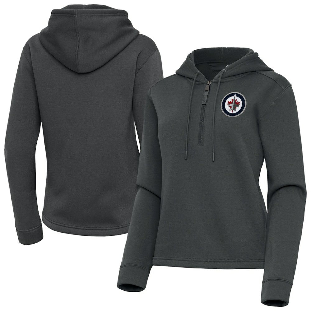 NHL Winnipeg Jets Antigua Women's Contemporary Quarter-Zip Hoodie - Pewter