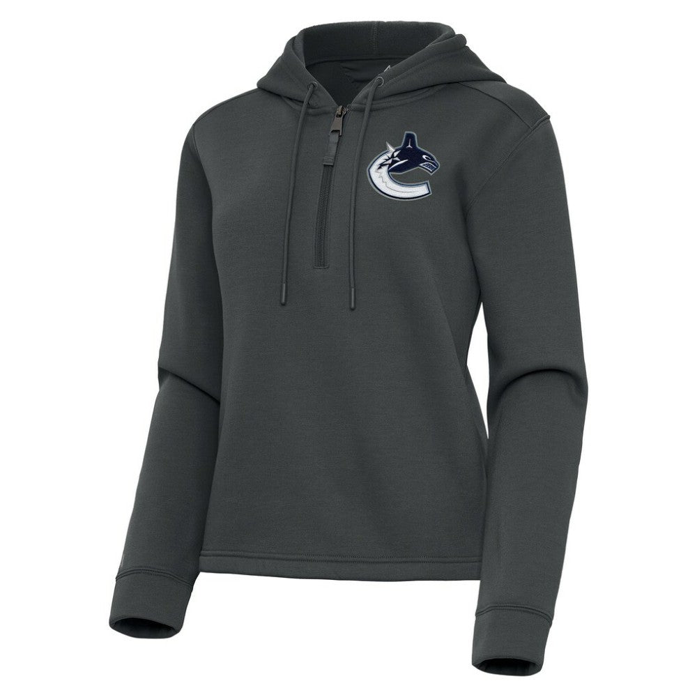 NHL Vancouver Canucks Antigua Women's Contemporary Quarter-Zip Hoodie - Pewter