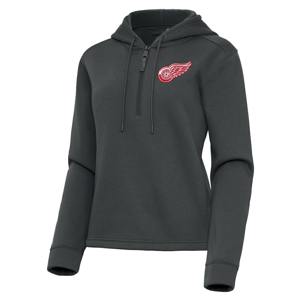 NHL Detroit Red Wings Antigua Women's Contemporary Quarter-Zip Hoodie - Pewter