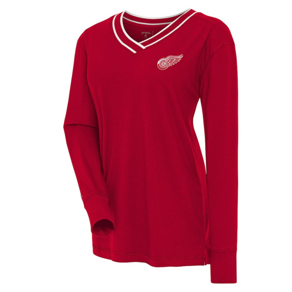 NHL Detroit Red Wings Antigua Women's Symbolic V-Neck Long Sleeve T-Shirt - Red