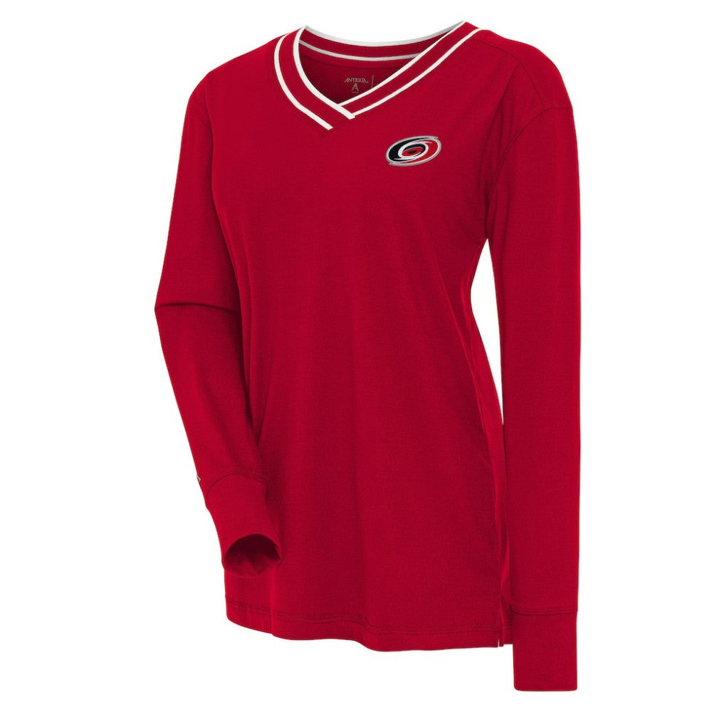 NHL Carolina Hurricanes Antigua Women's Symbolic V-Neck Long Sleeve T-Shirt - Red