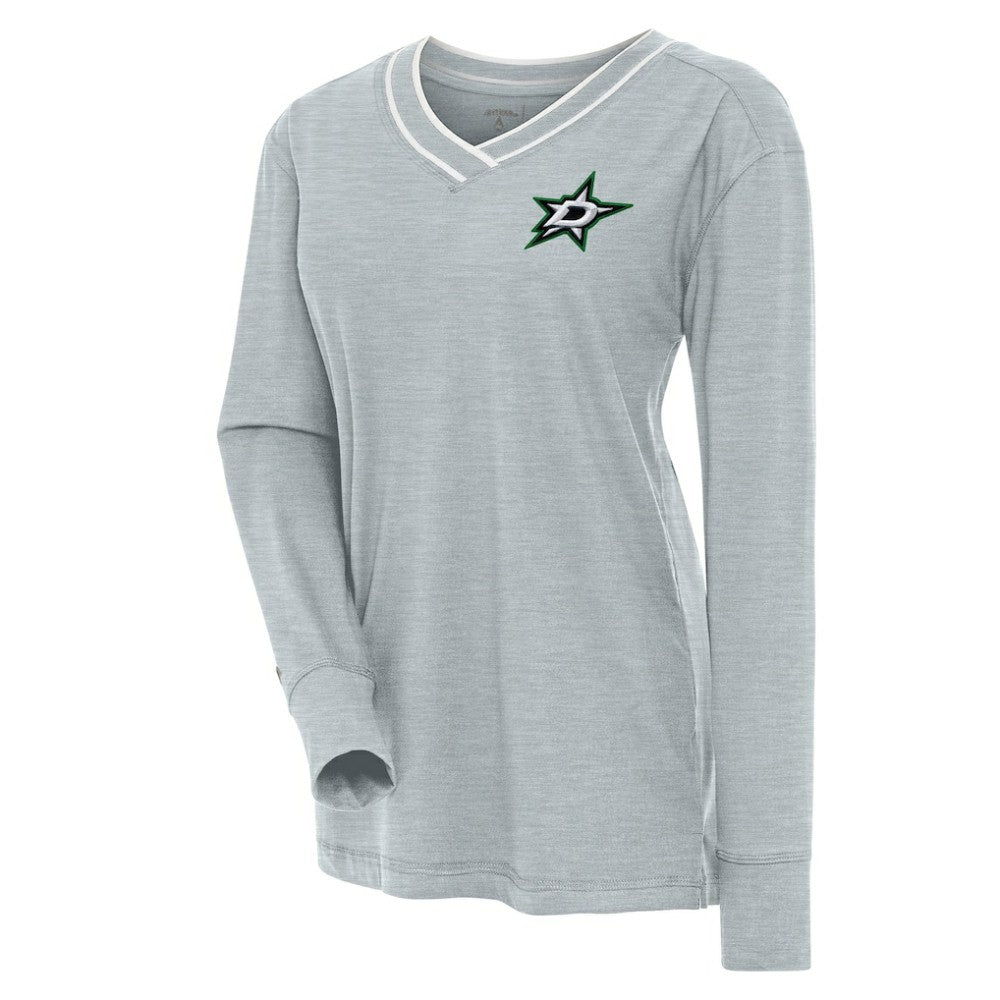 NHL Dallas Stars Antigua Women's Symbolic V-Neck Long Sleeve T-Shirt - Heather Gray