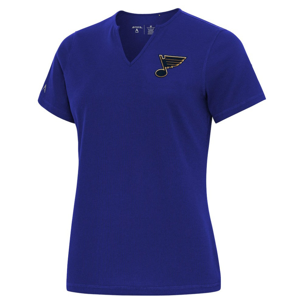NHL St. Louis Blues Antigua Traveler Rib V-Neck T-Shirt - Blue
