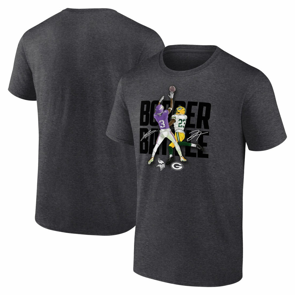 Jordan Addison & Jaire Alexander Minnesota Vikings vs. Green Bay Packers Border Battle Player T-Shirt Charcoal