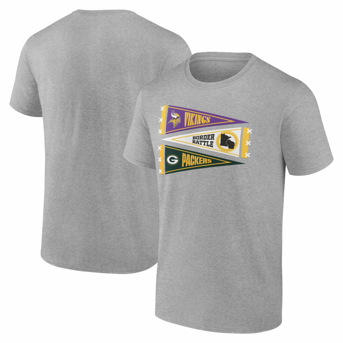 Minnesota Vikings vs. Green Bay Packers Border Battle Pennant T-Shirt Heather Gray