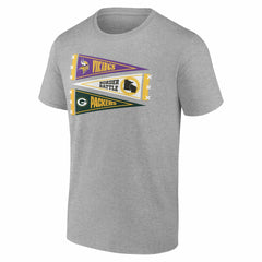 Minnesota Vikings vs. Green Bay Packers Border Battle Pennant T-Shirt Heather Gray