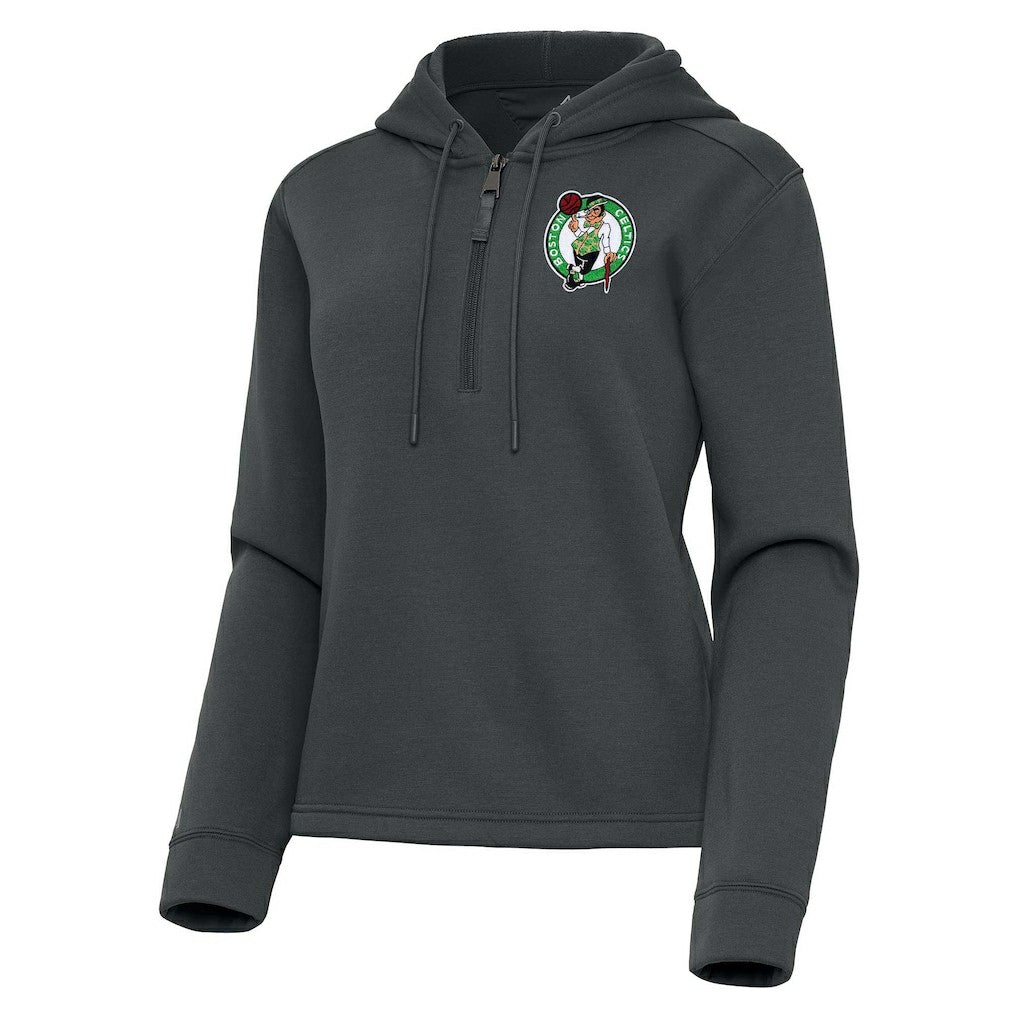 Boston Celtics Antigua Women's Contemporary Quarter-Zip Hoodie Pewter