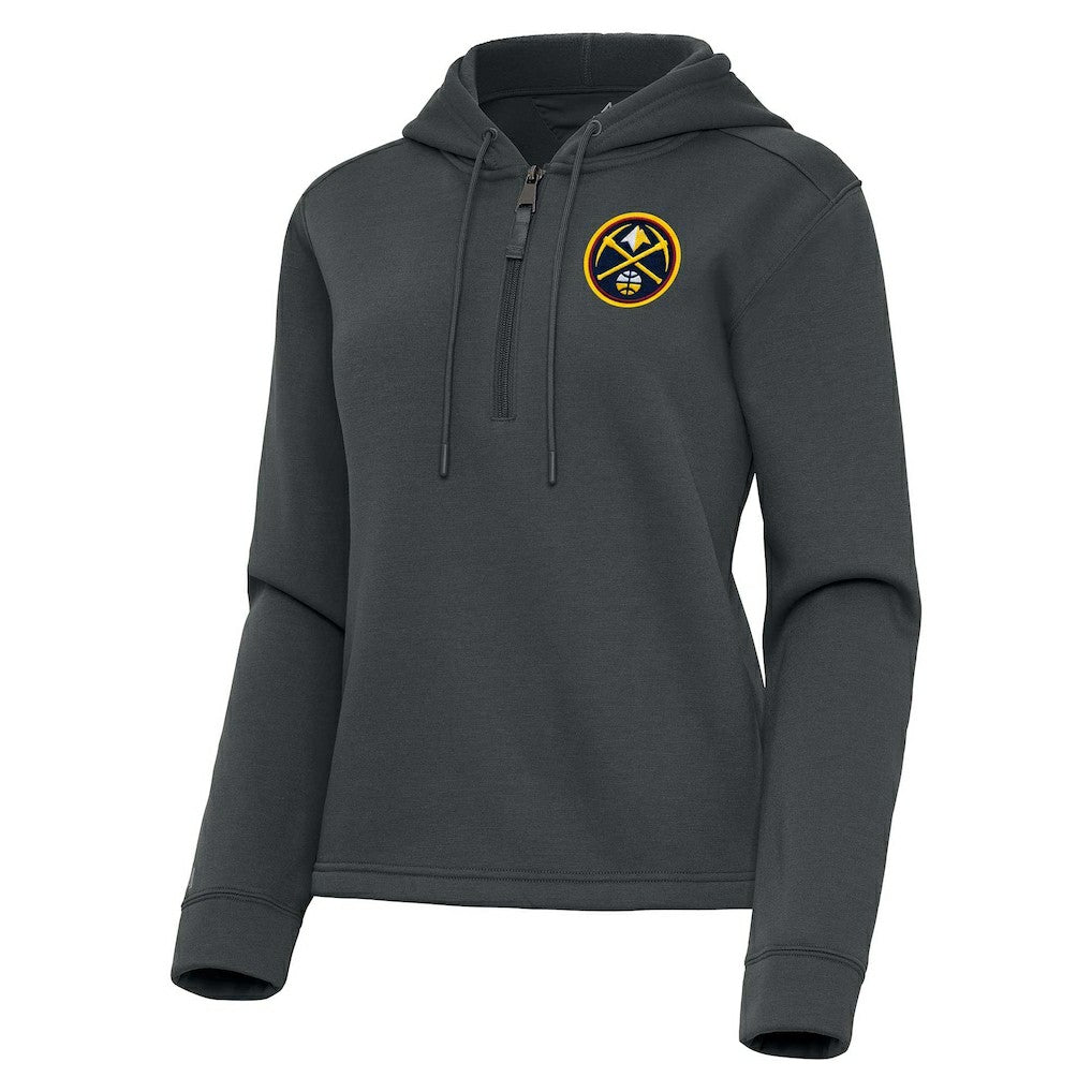 Denver Nuggets Antigua Women's Contemporary Quarter-Zip Hoodie Pewter
