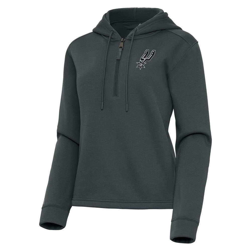 San Antonio Spurs Antigua Women's Contemporary Quarter-Zip Hoodie Pewter