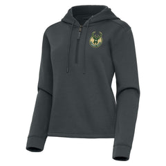 Milwaukee Bucks Antigua Women's Contemporary Quarter-Zip Hoodie Pewter