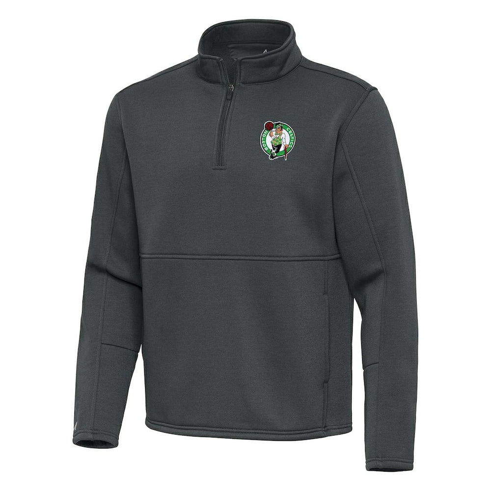 Boston Celtics Antigua Twist Quarter-Zip Pullover Top - Pewter