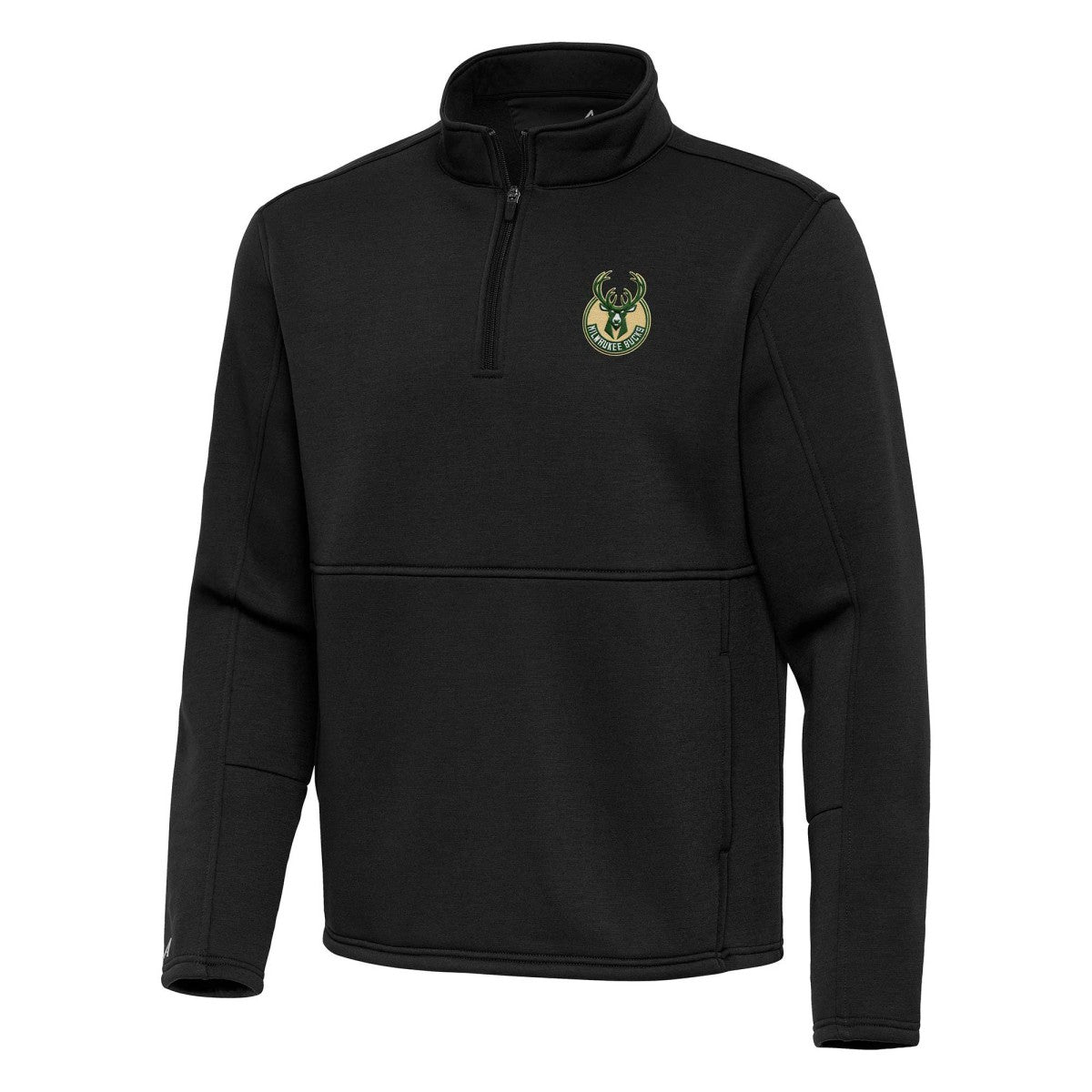 Milwaukee Bucks Antigua Twist Quarter-Zip Pullover Top - Black