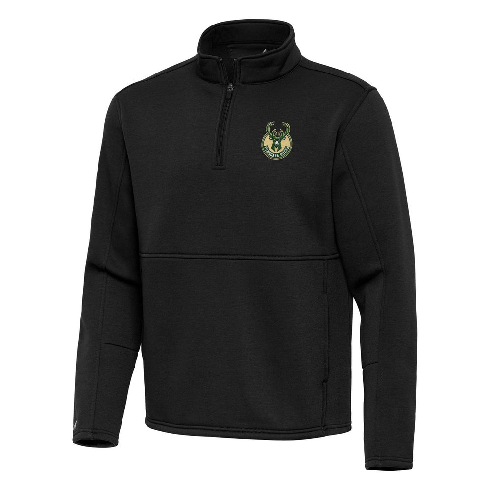 Milwaukee Bucks Antigua Twist Quarter-Zip Pullover Top - Black