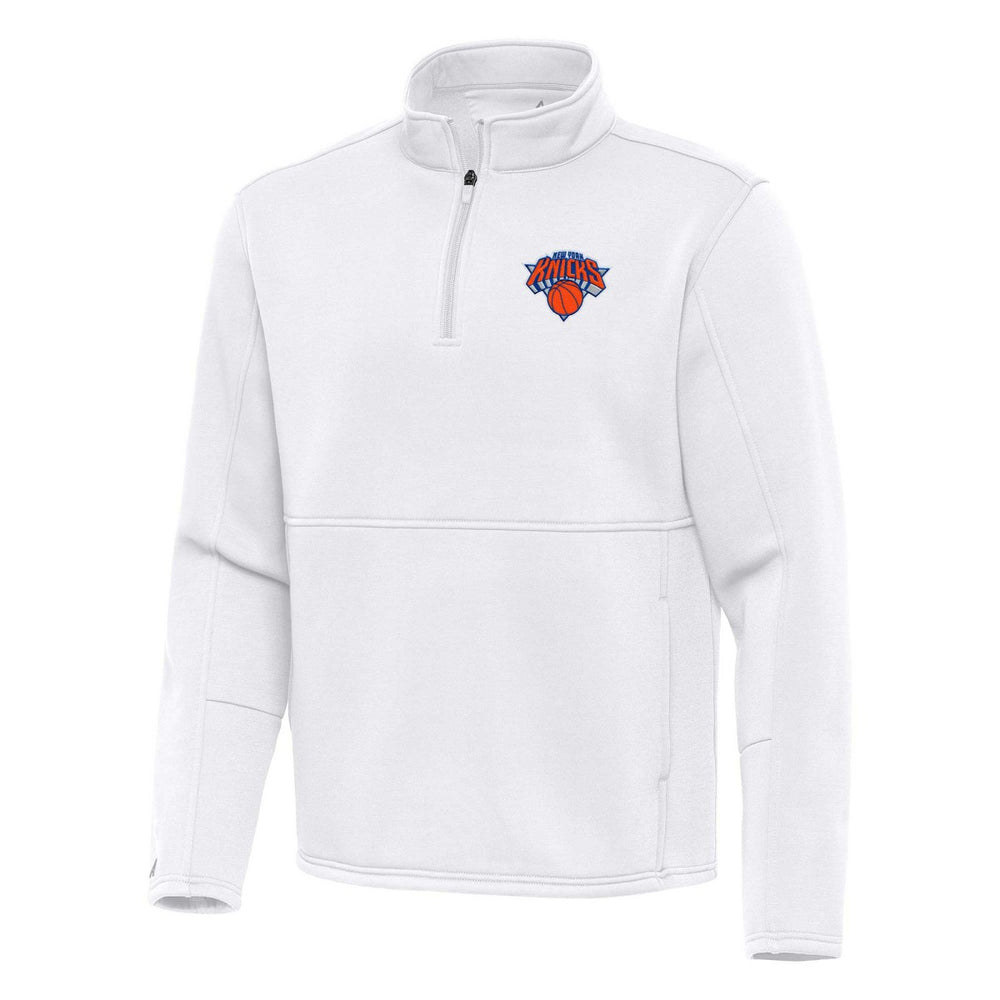 New York Knicks Antigua Twist Quarter-Zip Pullover Top - White