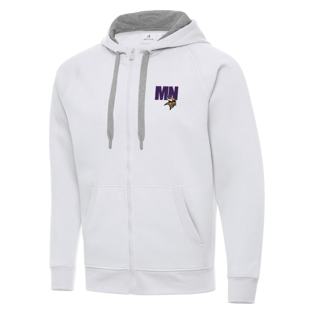 Men's Minnesota Vikings Antigua Victory Full-Zip Hoodie White