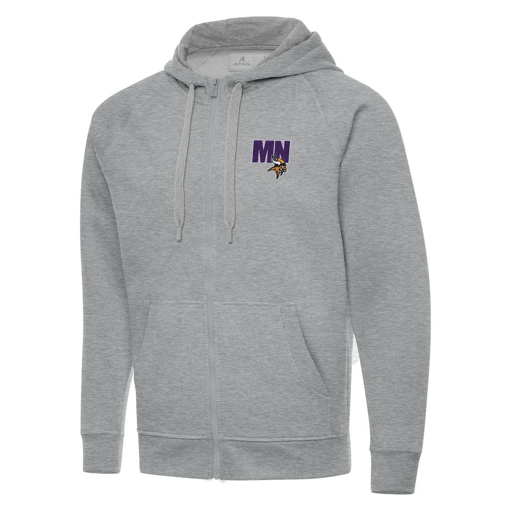Men's Minnesota Vikings Antigua Victory Full-Zip Hoodie Heather Gray