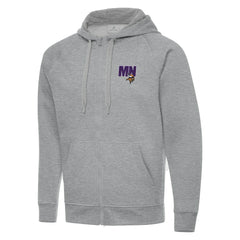 Men's Minnesota Vikings Antigua Victory Full-Zip Hoodie Heather Gray