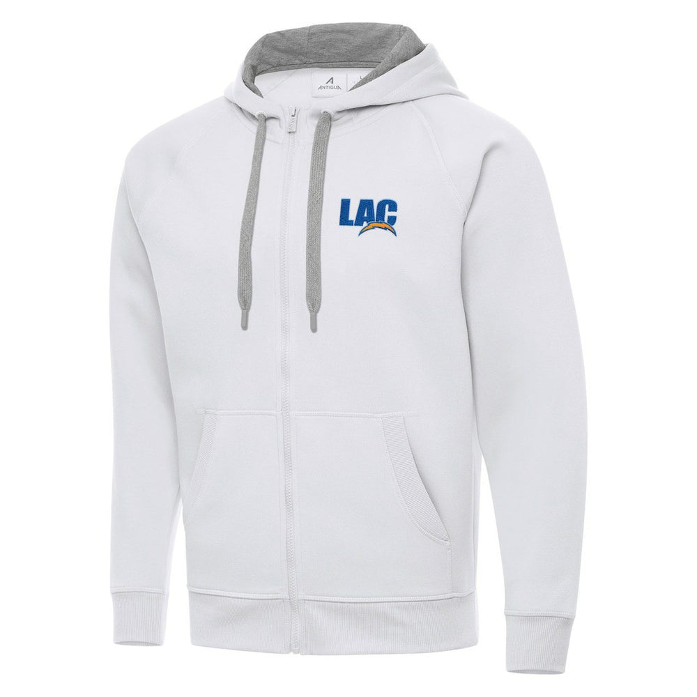 Men's Los Angeles Chargers Antigua Victory Full-Zip Hoodie White