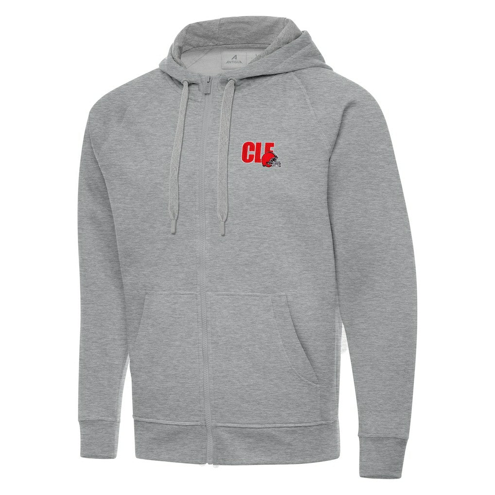 Men's Cleveland Browns Antigua Victory Full-Zip Hoodie Heather Gray