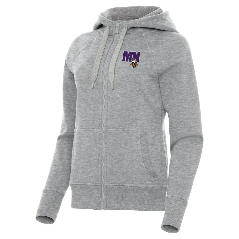 Minnesota Vikings Antigua Women's Victory Full-Zip Hoodie Heather Gray