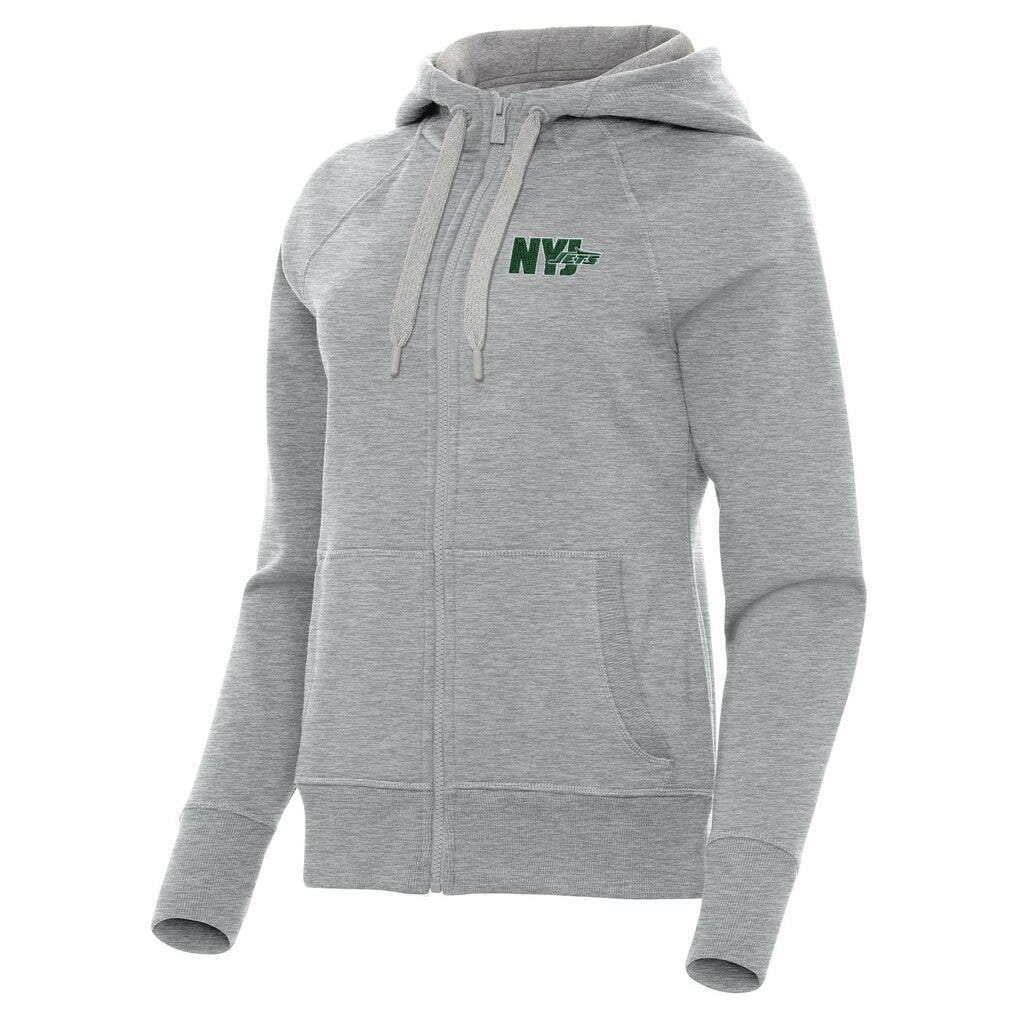 New York Jets Antigua Women's Victory Full-Zip Hoodie Heather Gray