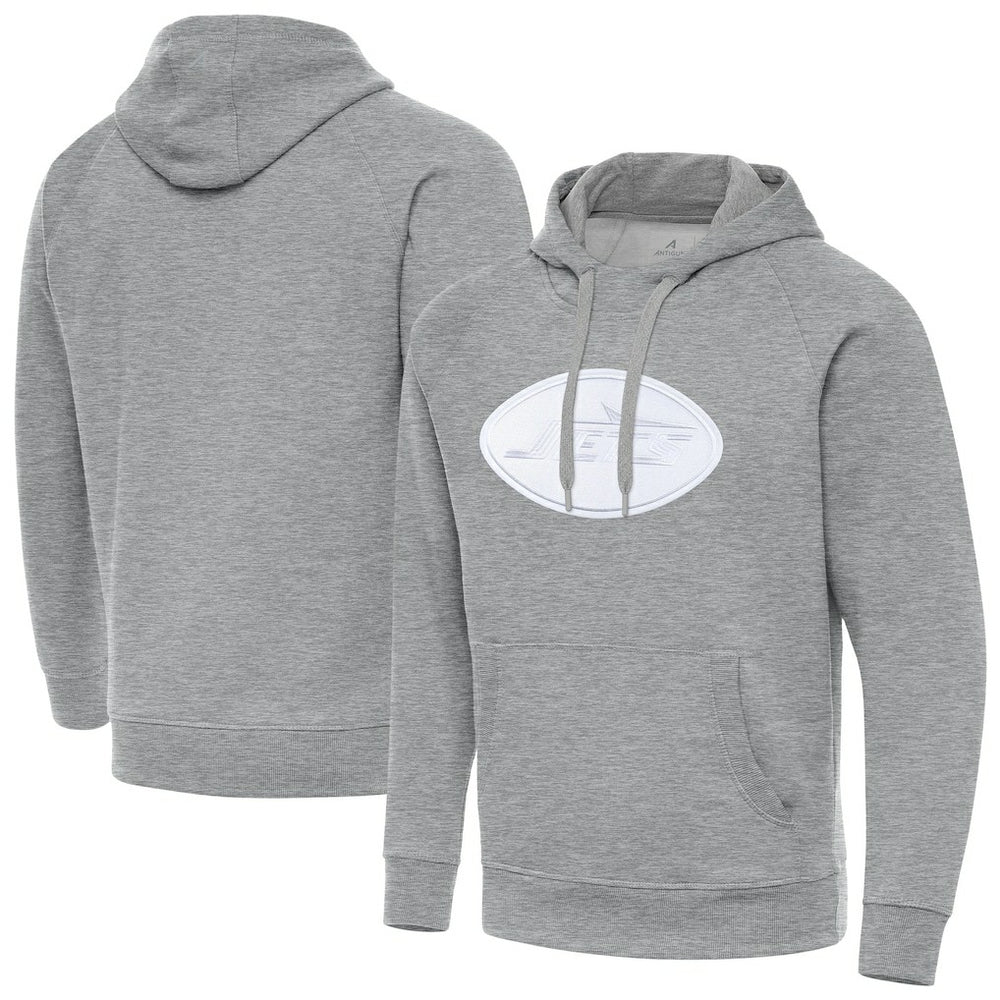 New York Jets Antigua Victory Pullover Hoodie Heather Gray