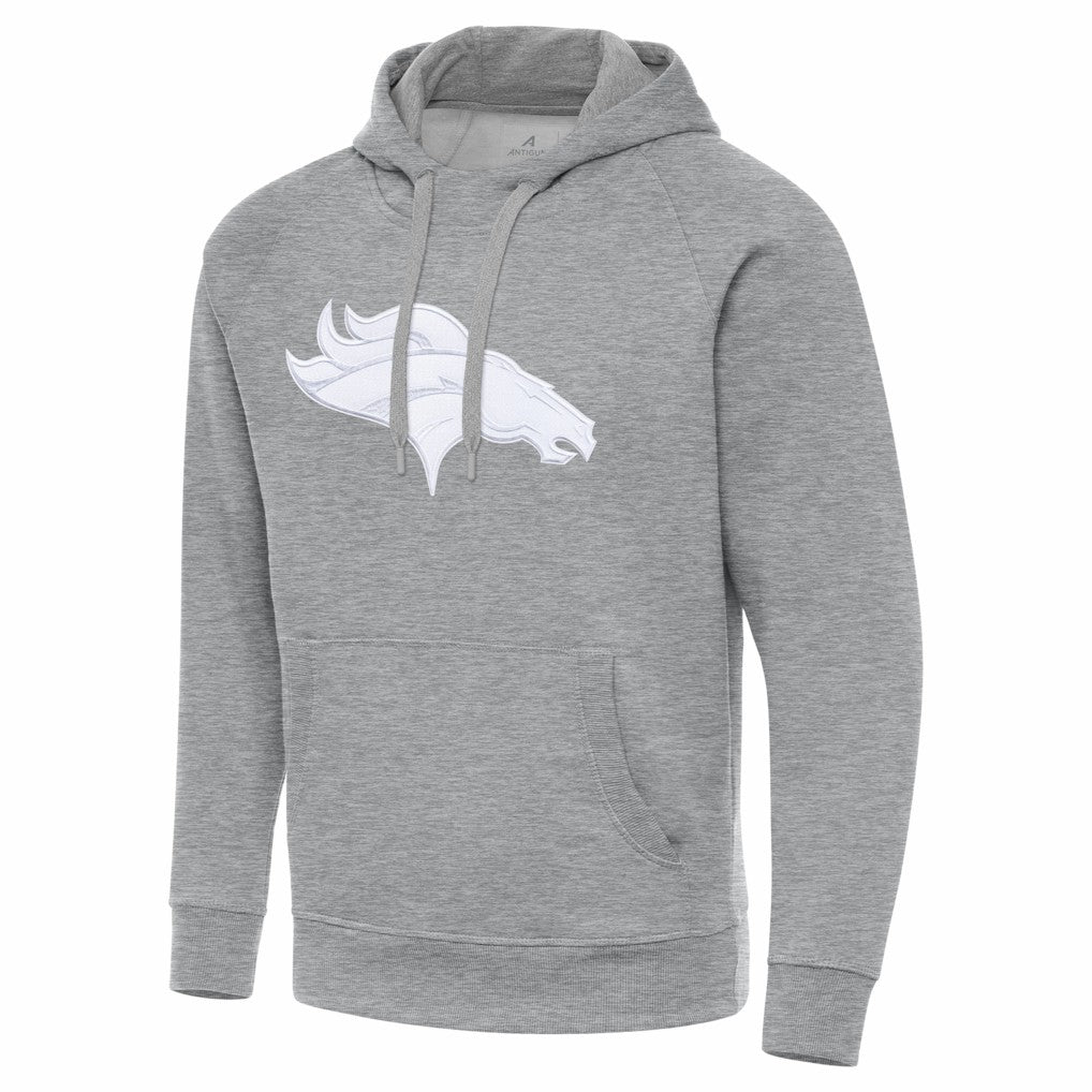 Denver Broncos Antigua Victory Pullover Hoodie Heather Gray