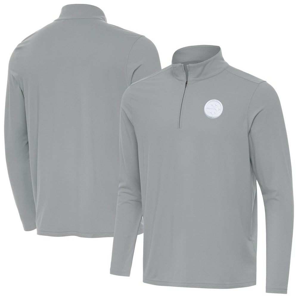 Pittsburgh Steelers Men's Antigua Intent Quarter-Zip Jacket Gray