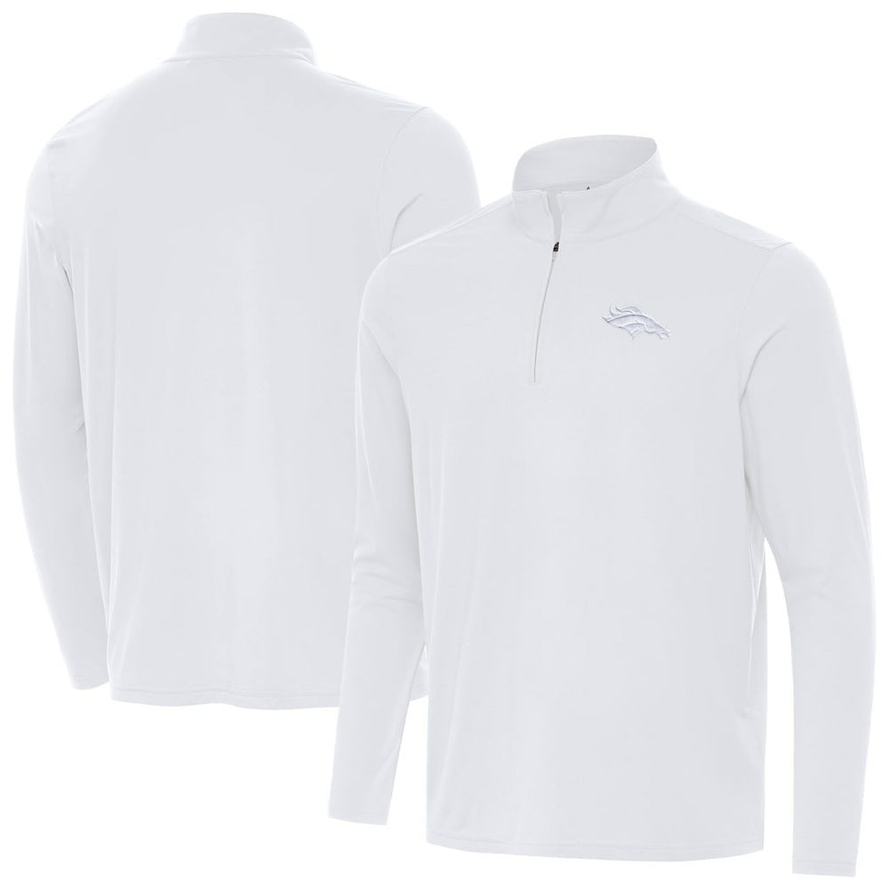Denver Broncos Antigua Intent Quarter-Zip Jacket White