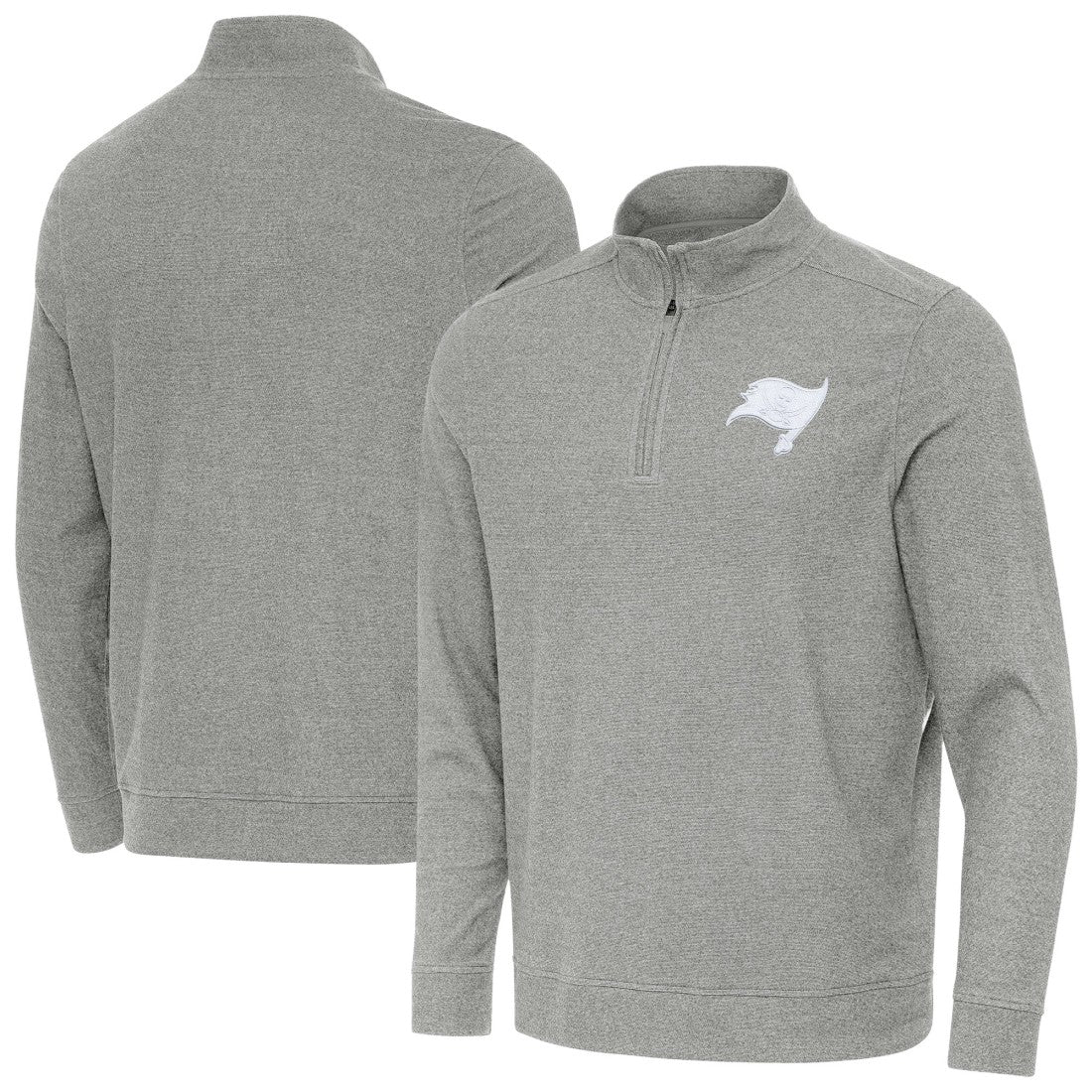 Tampa Bay Buccaneers Antigua Subtle Quarter-Zip Jacket Heather Gray