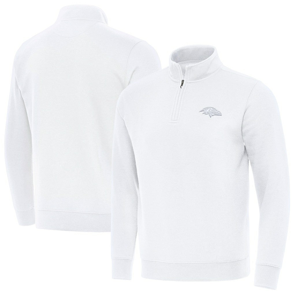 Baltimore Ravens Antigua Victory Quarter-Zip Top White