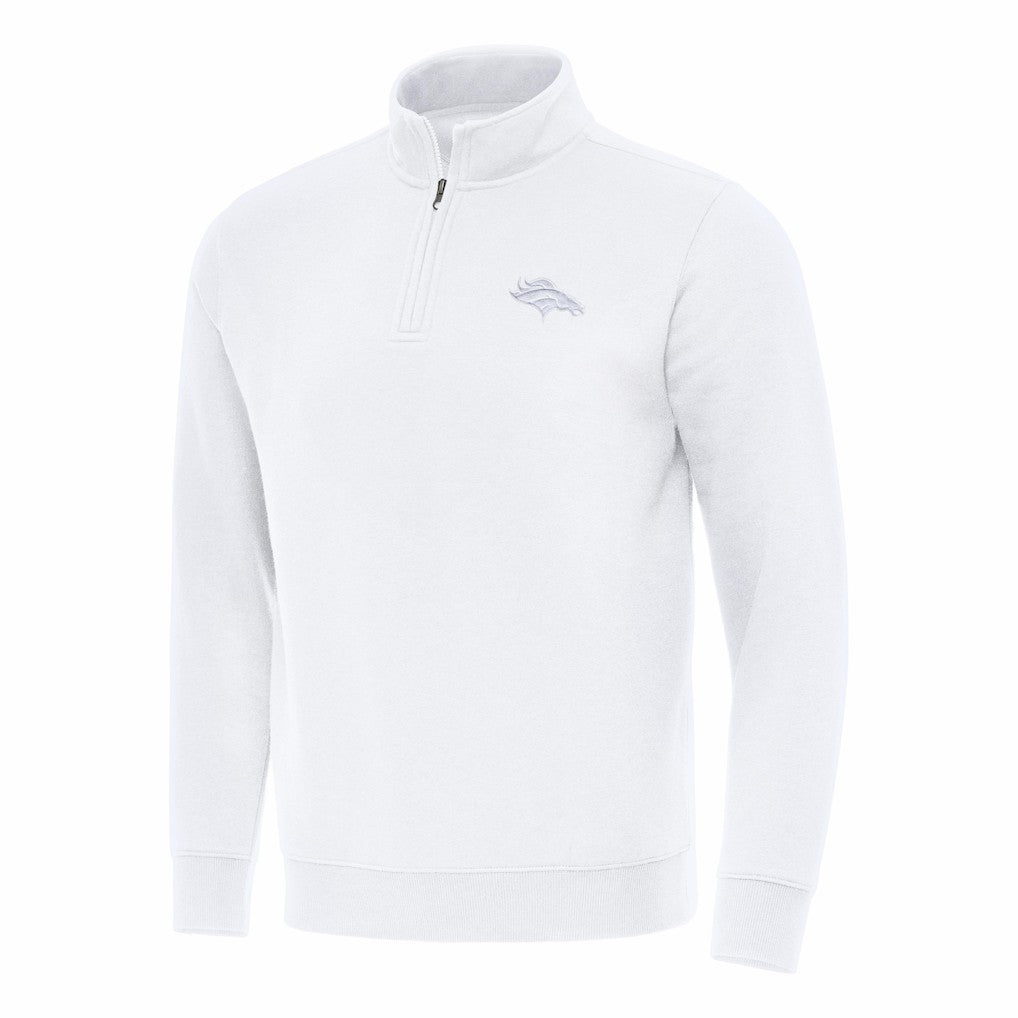 Denver Broncos Antigua Victory Quarter-Zip Top White