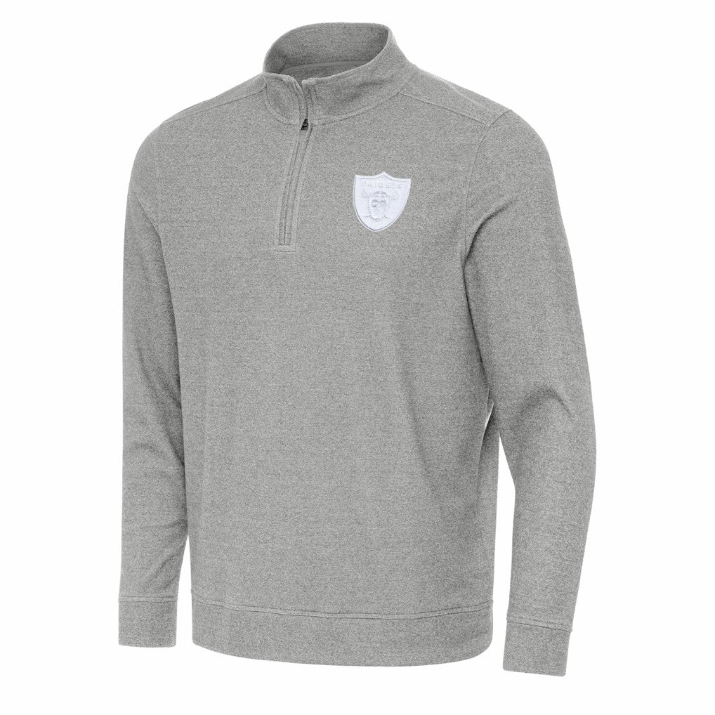 Las Vegas Raiders Antigua Subtle Quarter-Zip Top Heather Gray