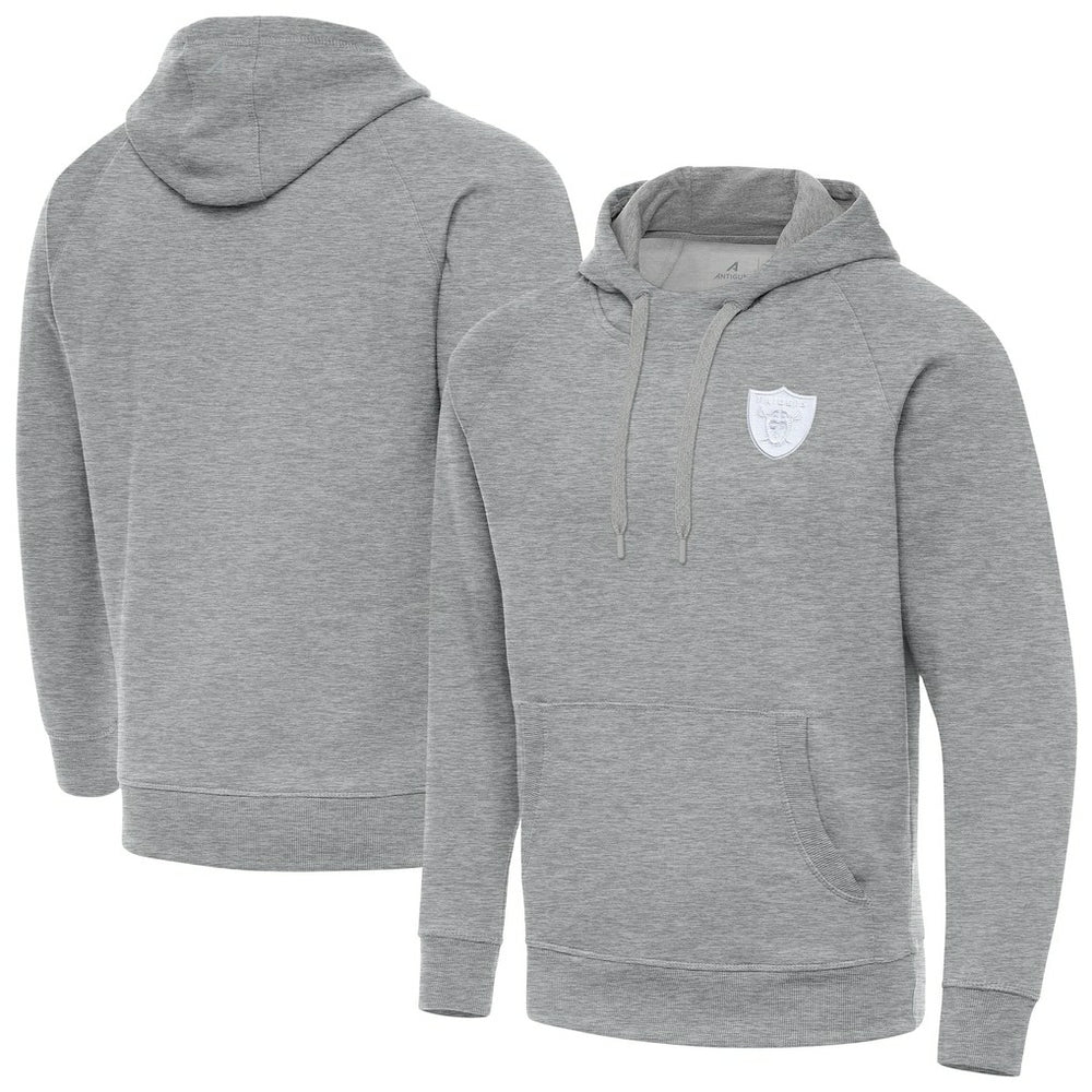 Las Vegas Raiders Antigua Victory Pullover Hoodie Heather Gray