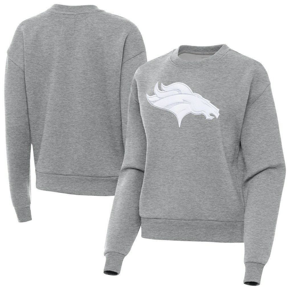 Denver Broncos Antigua Women's Victory Pullover Sweatshirt Heather Gray