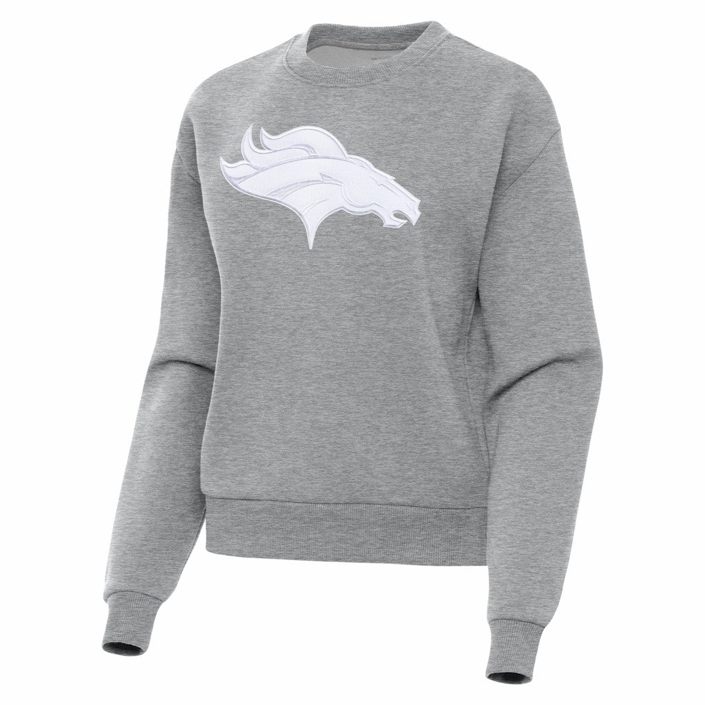 Denver Broncos Antigua Women's Victory Pullover Sweatshirt Heather Gray