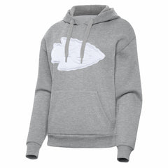Kansas City Chiefs Antigua Women's Victory Pullover Hoodie Heather Gray