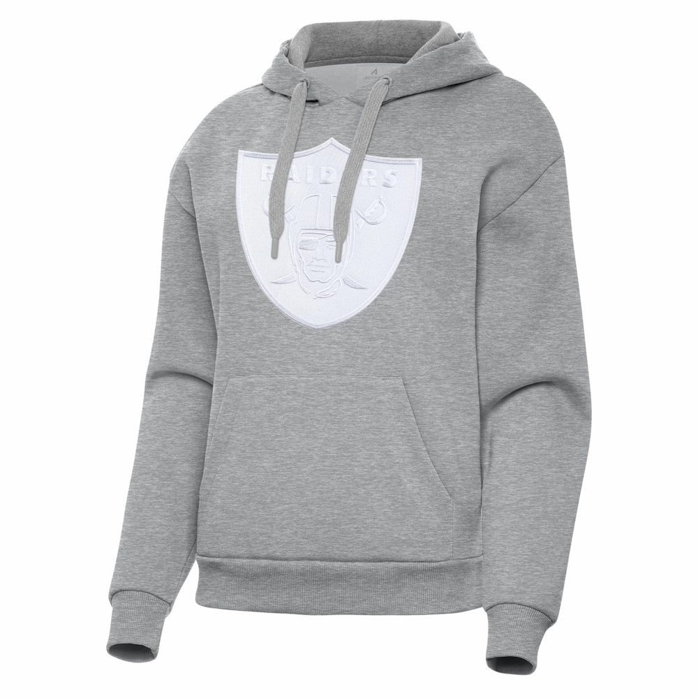 Las Vegas Raiders Antigua Women's Victory Pullover Hoodie Heather Gray