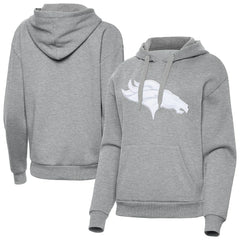 Denver Broncos Antigua Women's Victory Pullover Hoodie Heather Gray