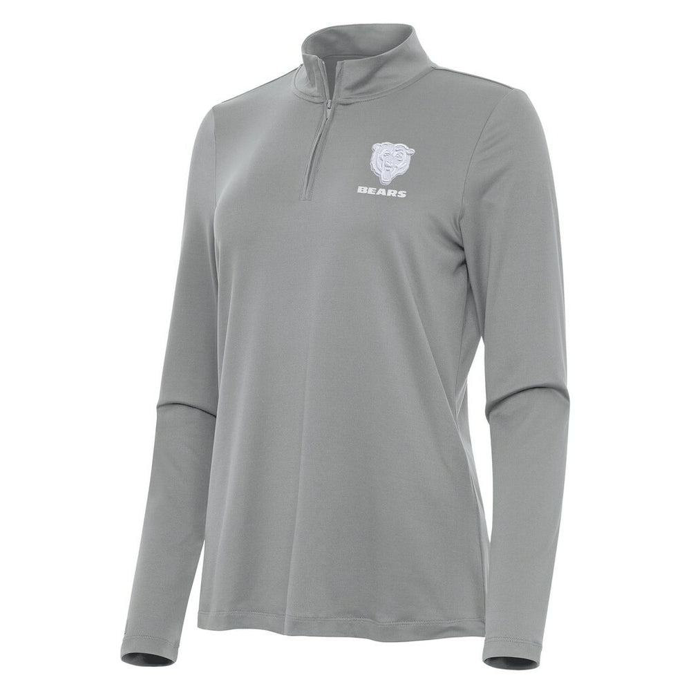 Chicago Bears Antigua Women's Reprocess Quarter-Zip Top Gray
