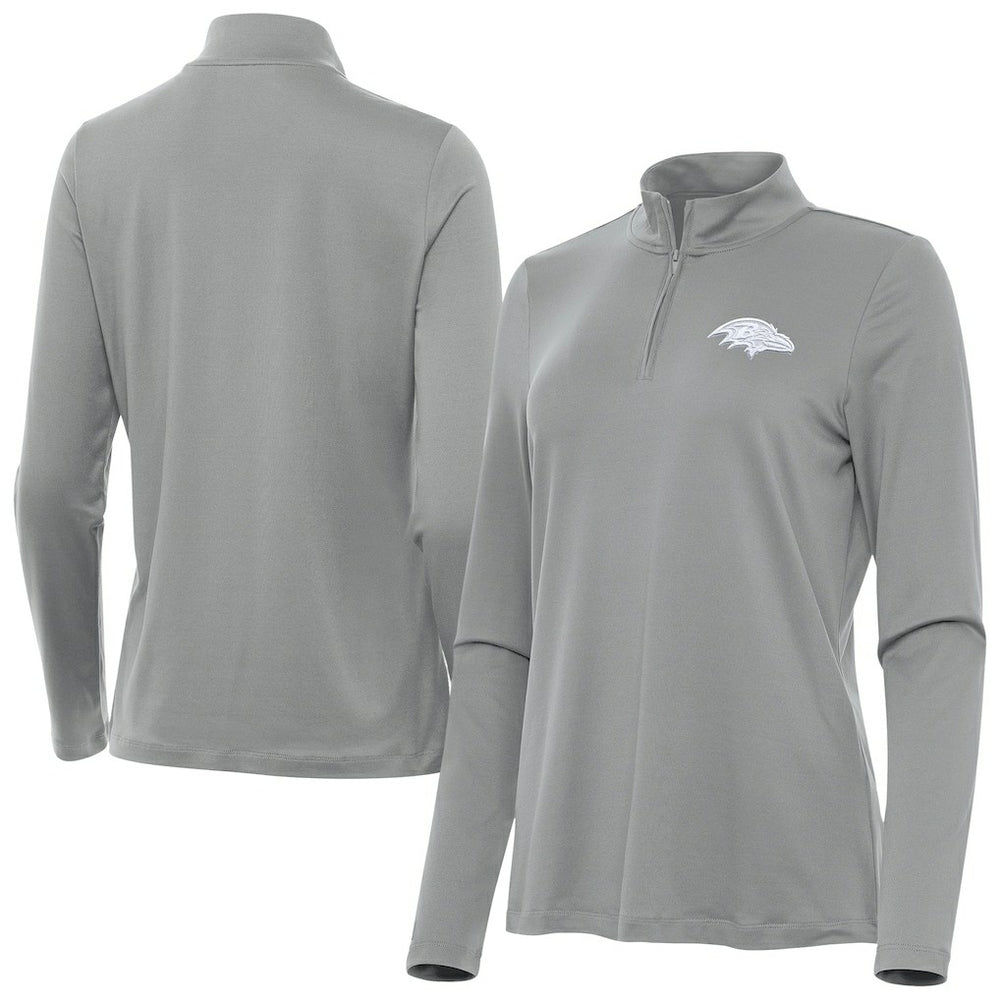 Baltimore Ravens Antigua Women's Reprocess Quarter-Zip Top Gray